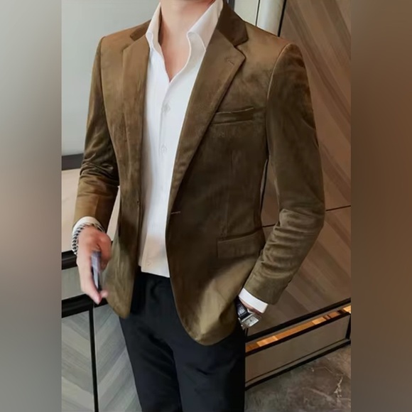 🆕 Manfinity Mode Men's Single Button Suit With Shawl Collar Brown🆕 - Picture 1 of 16
